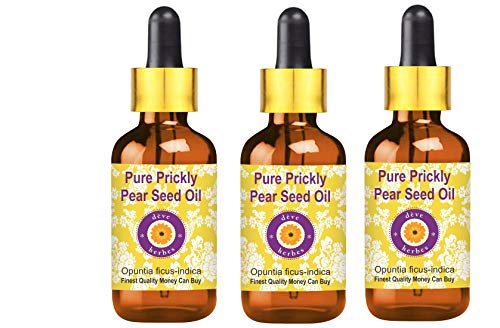 Deve Herbes Pure Prickly Pear Seed Oil (Opuntia ficus-indica) with Glass Dropper 100% Natural Therapeutic Grade Infused (Pack Of Three)100ml X 3 (10oz)