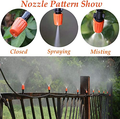 Image of Plastic Drip Irrigation Misting Nozzles with Tee Adjustable Garden Dripper Fogger Spray Emitters Sprinkler Atomizing Micro Mist Head Atomizer for Greenhouse Watering System Sprayers - 10pcs