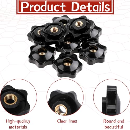 10 Stück M8 Sterngriffmutter,Stern Muttern,Spannknopf Mit Gerändeltem Gewinde Muttern,Schwarz Kunststoff Griffmuttern,Innengewinde Klemmknopf,Für Werkzeugmaschinen Möbelgriff,Elektronische Geräte