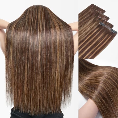 LUVME Invisible Clip in Hair Extensions Real Human Hair, 20