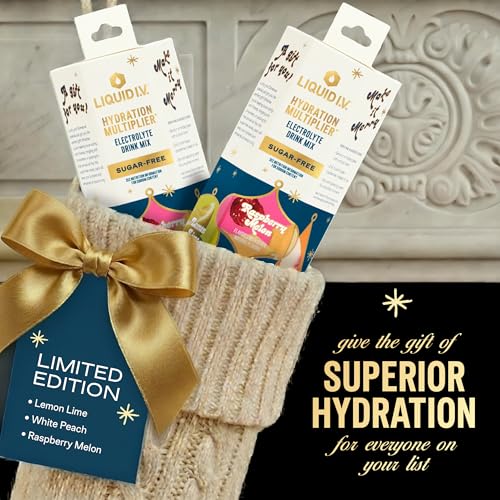 Image of Liquid I.V. Hydration Multiplier Sugar-Free - Variety Pack Stocking Stuffer - Raspberry Melon, Lemon Lime, and White Peach - 4 Pack (12 Sticks)