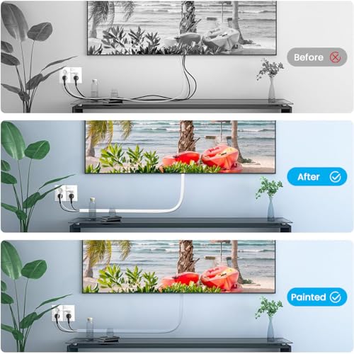 Image of Serplex 2 x 6.6ft Self-Adhesive PVC Cord Hider, Single Cable Cover, Cuttable Wire Organizer & Floor Cable Protector, Tangle-Free, Durable, Easy Install for Ethernet /Power /HDMI, Home & Office