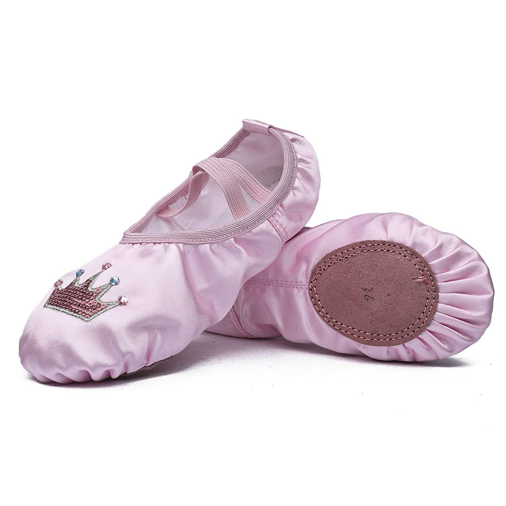 Girls Ballet Dance Shoes Split-Sole Gymnastic Slippers Pink 10 M US Toddler