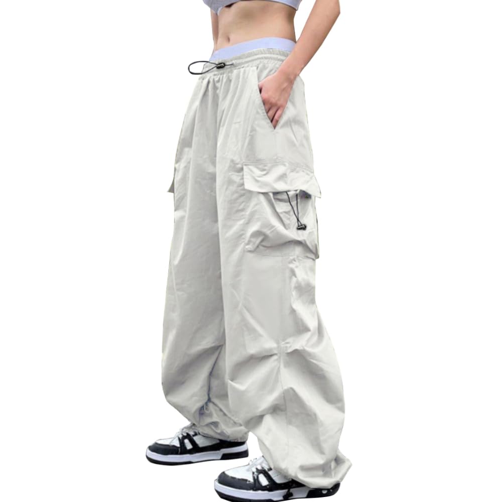 FENGQIYUNHAI Cargo Pants Women Baggy Parachute Pants Woman Mutil Pockets Loose Fit Y2K Casual Pants for Women