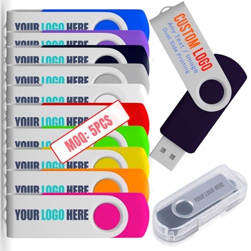 100 Pack 2GB Custom USB Flash Drive Customized USB Thumb Drive, Customizable USB Drive Logo Print Event Favors, Branding with JBOS Personalized Memory Stick 100pcs Multiple Color Choice
