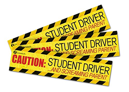 Zone Tech 3-Pack Caution Student Driver and Screaming Parent Funny Magnetic Bumper Sticker Sign for Student Driver - 12