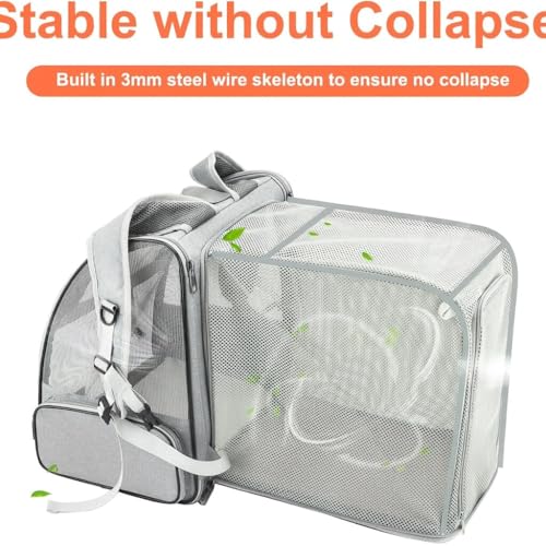 Image of Cat Backpack Carrier Expandable Pet Carrier Backpack for Small Medium Cats Fit Up to 18 Lbs, Foldable Puppy Backpack Carrier for Travel, Hiking (Expendable Grey, 32 inch L x 28 inch W X 43 inch H)