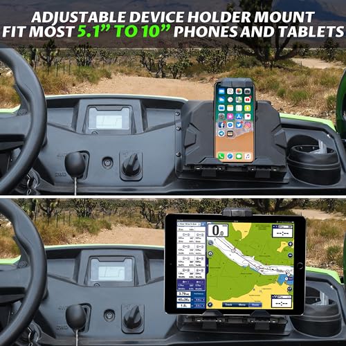 Image of SAUTVS Electronic Device Tablet Phone Holder Compatible with Honda Pioneer 520 2021-2026 / Pioneer 500 2015-2023 Accessories, Adjustable Navigator GPS Tablet Phone Mount with Extra Storage Box