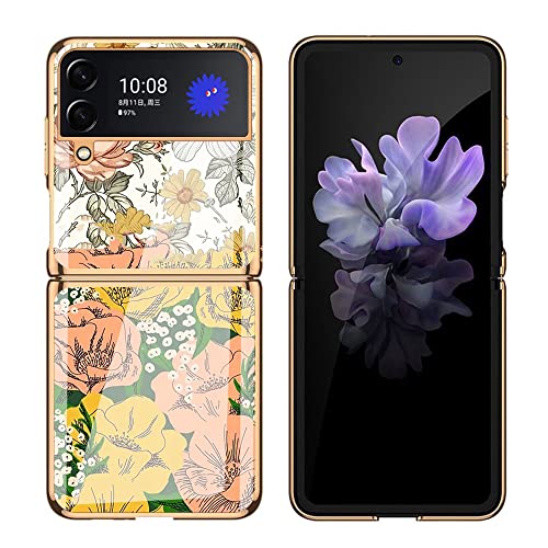 Simptech Funda para Samsung Galaxy Z Flip 4 5G (2022) Vidrio Templado Plano Posterior Marco electrochapado Cover