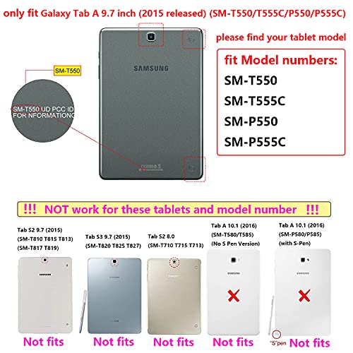 Uucovers Case For Samsung Galaxy Tab A 9.7 Inch 2015 (Sm-T550 /Sm-P550/T55C/P55C) With Card Pockets [Auto Sleep/Wake] Slim Smart Pu Leather Soft Tpu Back Shockproof Cover Folio Flip Stand Wallet, Owl #TOP1