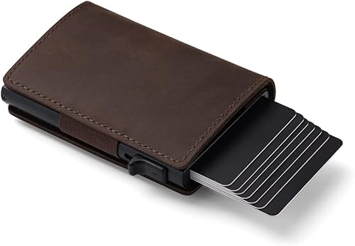 Miniatura 7 de Kanley Funda para Airtag con cartera y llavero de piel auténtica, funda protegida para AirTags, cartera multifuncional con funda para Apple AirTag