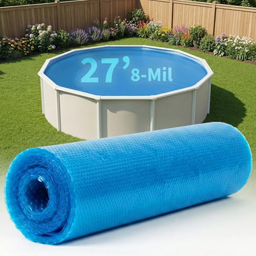 Blue Wave 27-ft Round Solar Pool Cover 8-Mil Blue Solar Cover for Above Ground Pool Thermal Bubble Blanket for Heat Retention & Reduced Evaporation