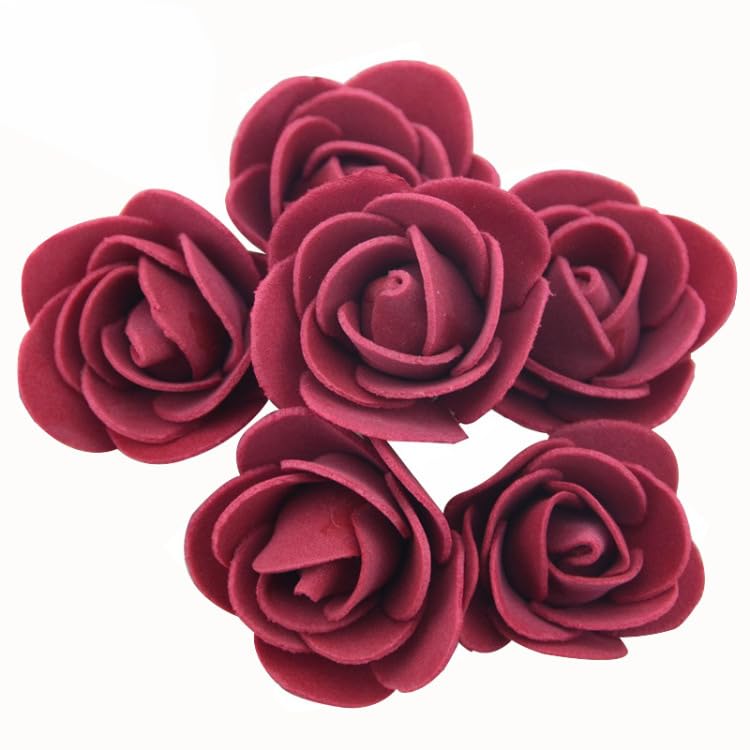 500 Mini Roses Artificielles En Mousse - 3-3.5cm, Rouge Foncé - Pour Mariage, Déco, Bricolage