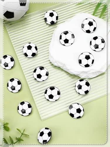 Image of JUNEBRUSHS 28pcs Soccer Ball Enamel Pins, Sports Lapel Pins for Soccer Lovers Party Birthday Themed Party Decorations Supplies Favors Backpack Hat Decor Accessories