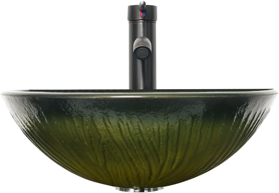 Bіg Sаlе 16.5 Tempered Glass Green Round Vessel Sink Faucet,Oil Rubbed Bronze Bathroom Bowl With Pop Up Drain Combo Mounting Ring include (Round ) Rеvіеw Dіѕсоunt 16.5 Tempered Glass Green Round Vessel Sink Faucet,Oil Rubbed Bronze Bathroom Bowl With Pop Up Drain Combo Mounting Ring include (Round )