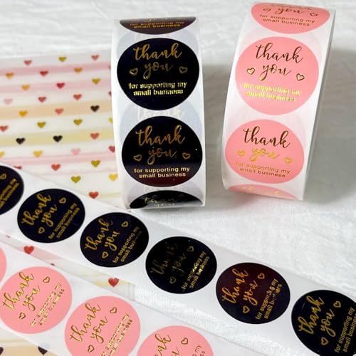 Image of 1000pcs Watercolor Thank You Stickers, Round Thank You Adhesive Sticker for Small Business Wedding Supplies Packing Stickers Gift Wrap (2, Thank You for My Small Business)