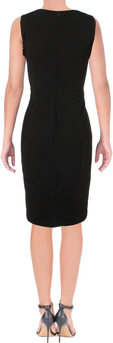 Calvin Klein Womens Floral Beaded Sheath Dress, Black, 4 - Image 3