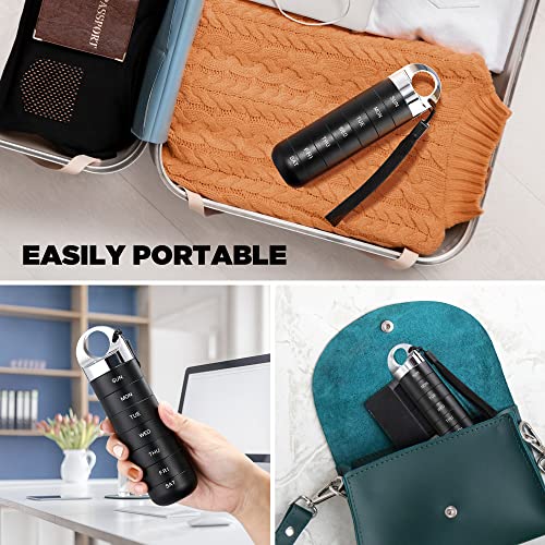 Image of Zannaki Metal Travel Pill Organizer, Portable Waterproof Weekly Pill Box, Large Aluminum Alloy Pill Case Container, BPA Free 7 Day Daily Medicine Organizer Holder for Vitamin, Fish Oil, Supplement