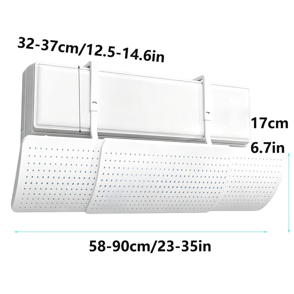 Condizionatore Deflettore di Ventilazione Aria Retrattile | Anti-soffio Diretto, Regolabile Paravento Climatizzatore Universale, Filtro in Cotone, Ruotabile a 180°