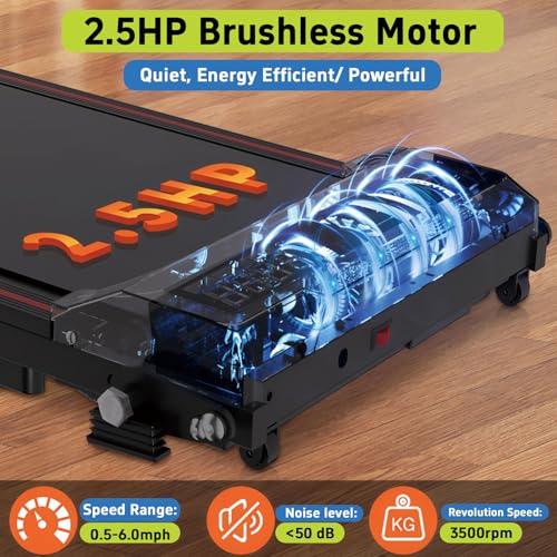 Image of Walking Treadmill Pad with APP, Folding Treadmills with Handle Bar, Low Noise Walking Vibration Pad, Quiet Walking Machine, 3HP Electric Walking 300LBS Capacity, Capacity, Portable Small Home Gym