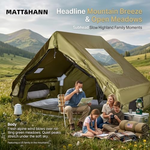 Image of Inflatable Glamping Tent for Family Camping, 4-6 Person Air Tent w /Skylight