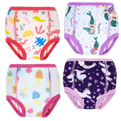 MOEMOE BABY Töpfchen Trainingshose 4 Stück Baby Waschbare Töpfchentraining Unterhose Kinder Unterwäsche für Mädchen 7 Jahre