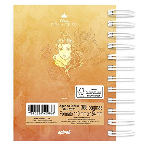 Agenda diária mini Princess Bela e a Fera 2021