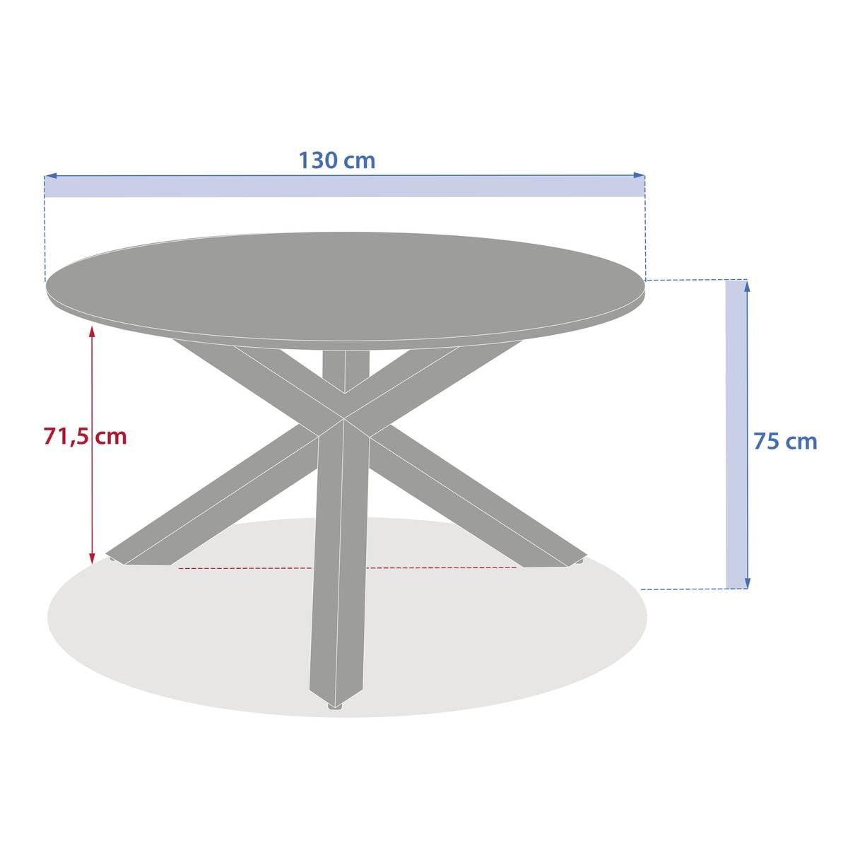HESPERIDE - Table de Jardin 6 Places oryon d130cm café