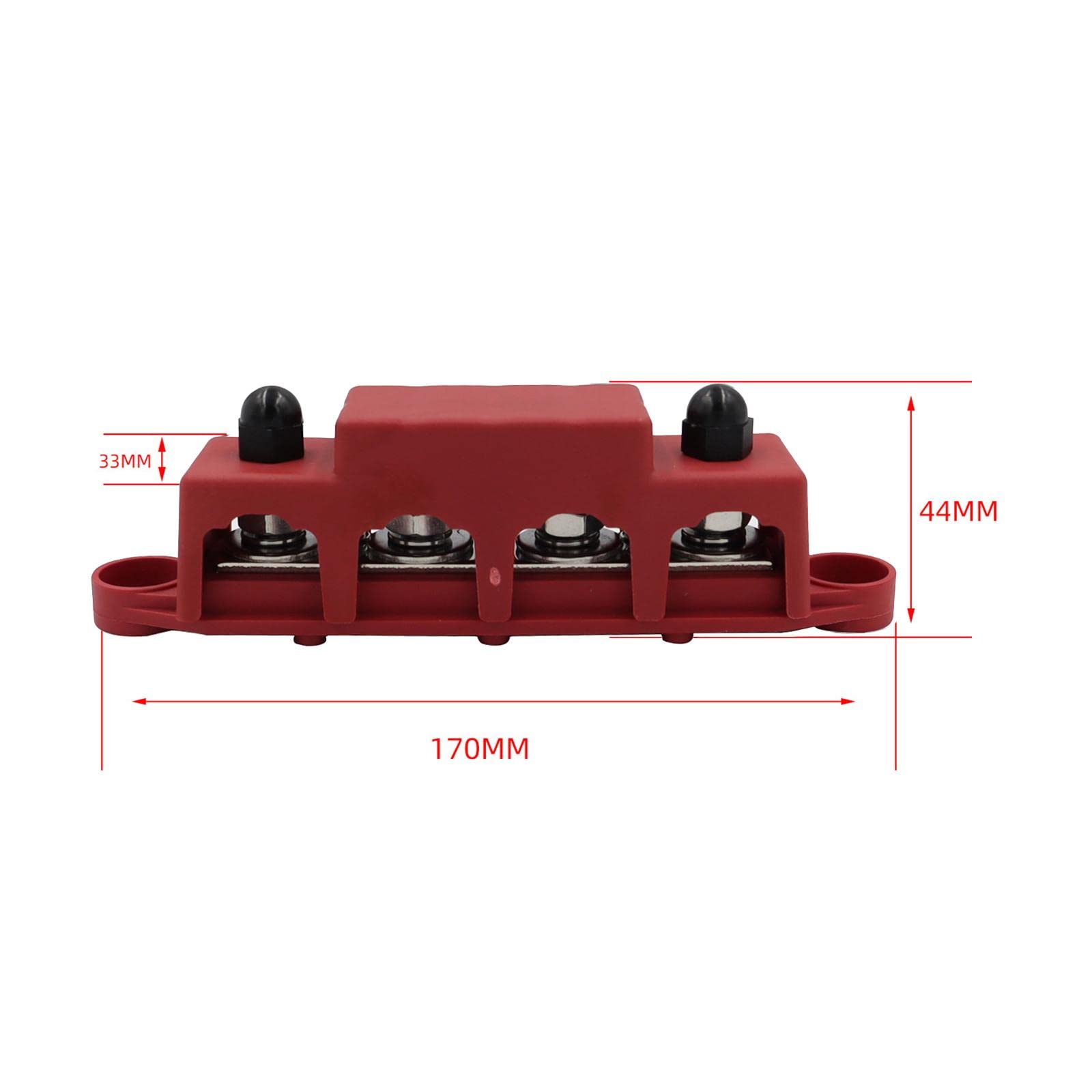 Power Distribution Block con 4 Morsetti Bus Bar Terminale con Coperchio in Lega di Zinco E Rame Resistente Adatto per Auto Barca Solare, M10 1 coppia