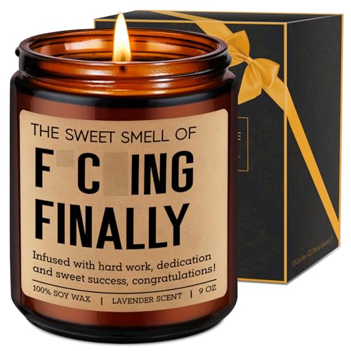 LEADO Finally Grad Candle - Graduation Gifts for Her, Him - 2025 High School, PhD, Masters Degree, College Graduation Gifts for Women, Friend - Congrats Grad Present for Law, Med, Nursing Graduates