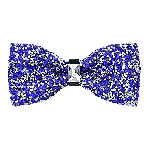 Oliver George Rhinestone Bow Ties for Men -Pre Tied Sequin Bowties Men with Adjustable Length, Jewel Bow Tie Royal Blue
