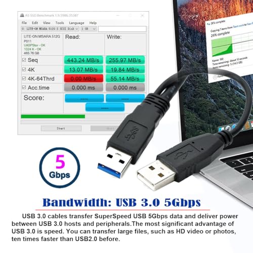 Image of Cablecc Super Speed USB 3.0 Power Y Cable Two A Male to USB Male for External Hard Disk