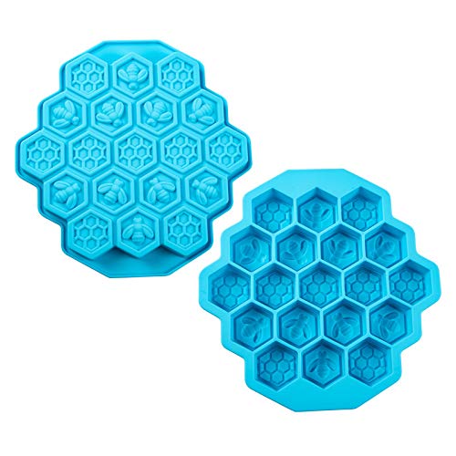 MiXXAR Ice Cube Tray Silicone Ice Moulds Little Bee And Honeycomb Shape 19-Ice Cube Molds Easy To Release BPA Free For Chilled Drinks, Freezer, Baby Food, Whiskey And Cocktail