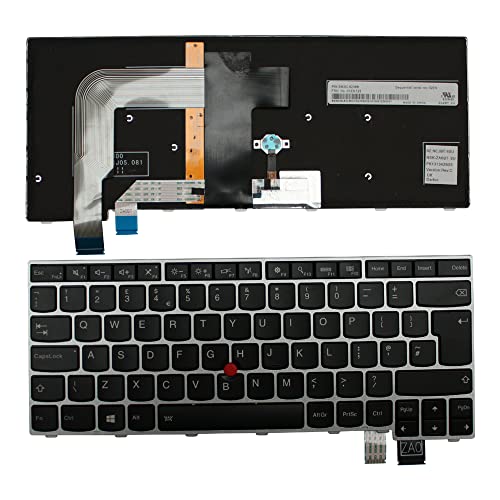 Clavier pour Ordinateur Portable Lenovo NSK-ZA6BT Touches Rétro-éclairées Noir Cadre Argent