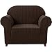 subrtex Sofabezug Stretch Gestreifter Jacquard Couchbezug Sesselbezug Elastischer Blumenmuster Sofahusse (1 Sitzer, Schokolade)