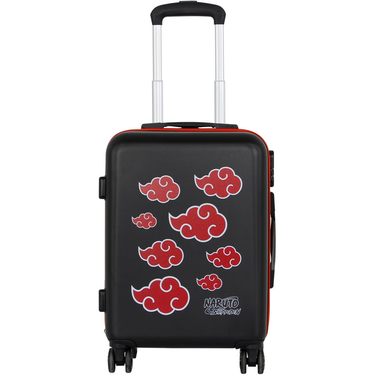Naruto Clouds-Maleta de Cabina ABS 4 Ruedas, Negro, 20 x 38 x 55cm, Capacidad 27 L