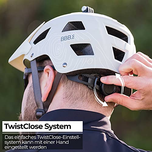 BBB Cycling Fahrradhelm Großen Visier und KameraHalterung Helm MTB, Matt Off Weiß, BHE-54, M (54-58cm) – Ansicht 4
