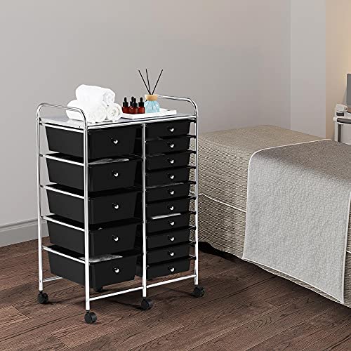 Yaheetech 15 Drawers Rolling Storage Cart Multipurpose