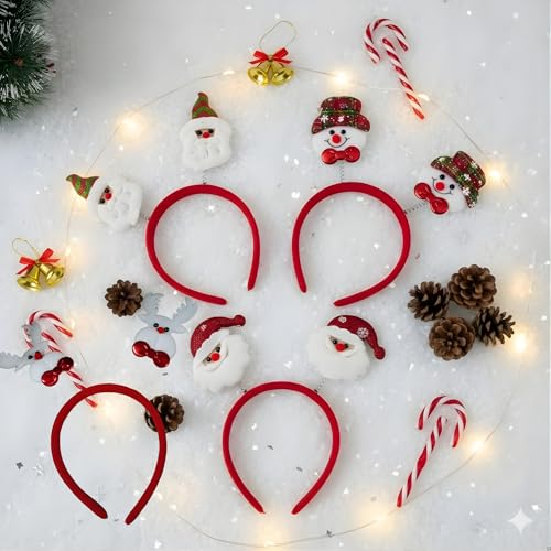 Image of Crackles Christmas Hairband Set (Pack of 3) | Santa & Snowman Headbands for Kids & Adults | Xmas decor, Decorations & Costumes | Cute Holiday Accessory for School, Home & Celebrations