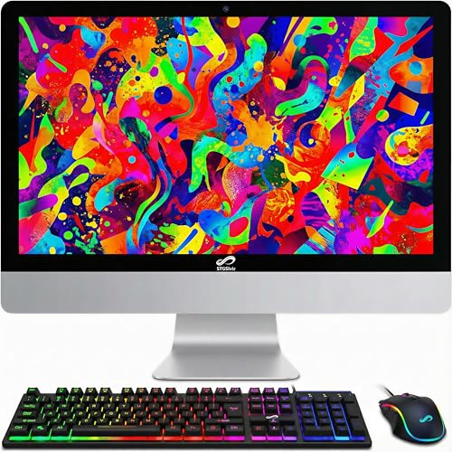 Image of STGSivir All in One Computer PC,23 inch FHD Display,Core i5,16G RAM,512G SSD | All in One Desktop Computer,WiFi,BT 5.0,RGB Keyboard,Mouse,HDMI,Win11 Home,AIO for Home,Office