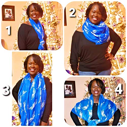Oversized Lightweight Royal Blue and White Dove Infinity Scarf4