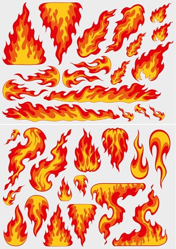 iSecur Ensemble de stickers Flammes I Motif de feu pour voiture vélo casque PKW LKW moto I accessoires de course I Impression numérique de haute qualité UV...