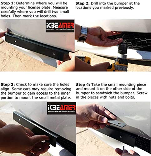 image for ICBEAMER Red Universal Front Aluminum Bumper License Plate Mount Reloc