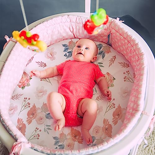 Image of Gllquen Baby Bassinet Sheets 4 Pack, Breathable Cozy Fitted Mattress Sheet | 32 inchx16 inch Soft Baby Sheets for Boys Girls, Compatible with Halo, Snoo, Uppababy, Universal fitted,Baby Gift,