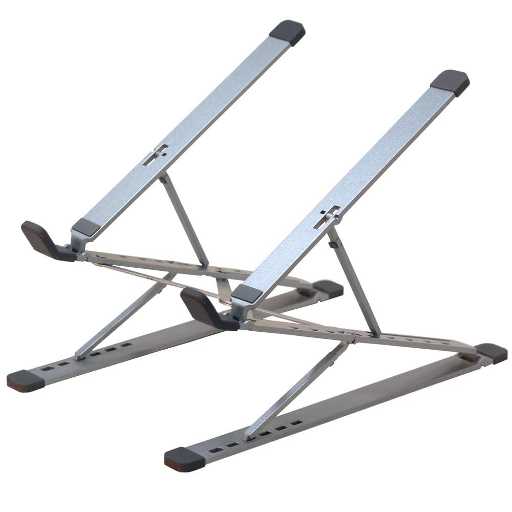 OPTROTECH Adjustable Laptop Stand, Aluminum Alloy, Silver, Height 80-200mm, Dual Layer Design, Triangular Stable Structure, 20kg Load Capacity, Fits 17 Inch Laptops-image-11