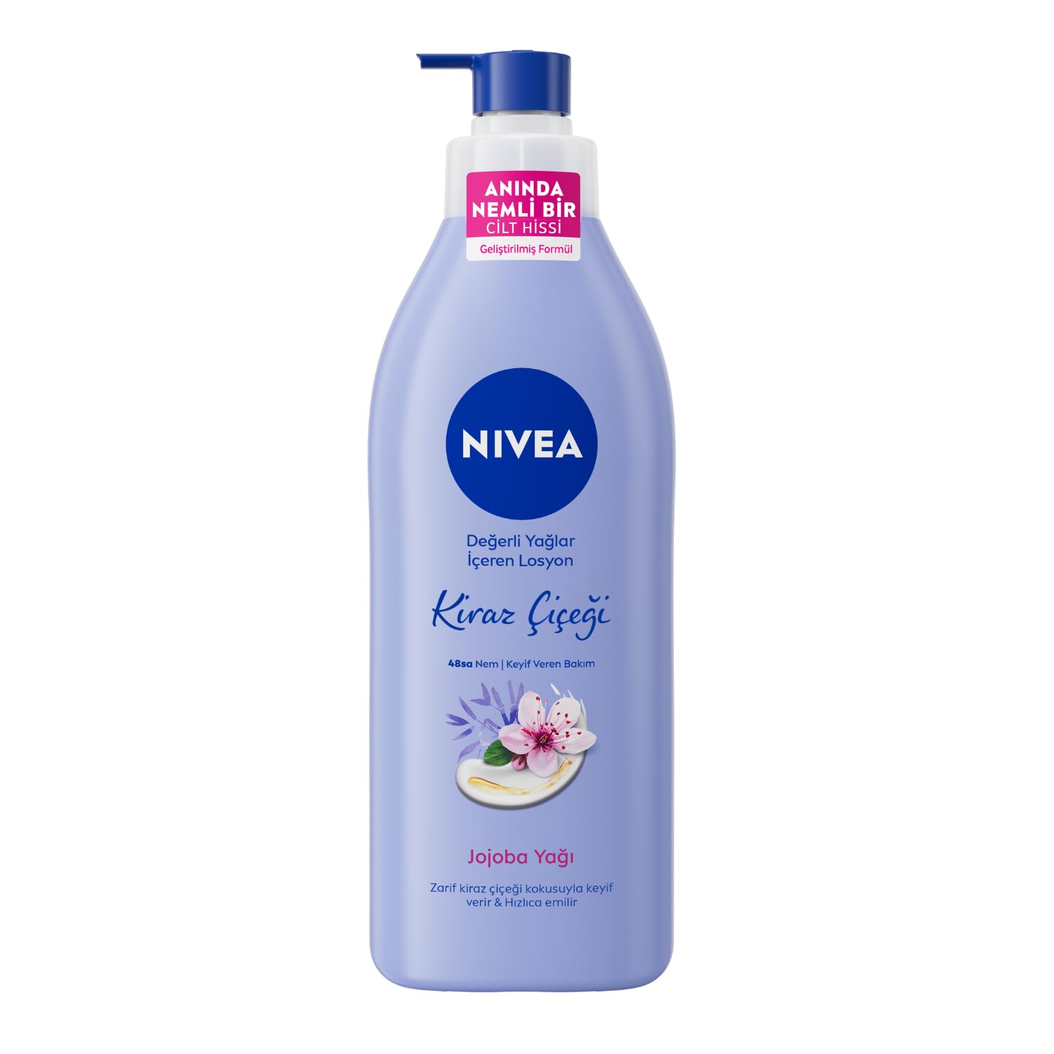 NIVEAOil In Lotion Cherry Blossom & Jojoba Oil (400ml), Replenishing Body Lotion with Floral Cherry Blossom Scent & Pampering Jojoba Oil, Long-Lasting 48H Moisturising Cream, NIVEA Body Lotion
