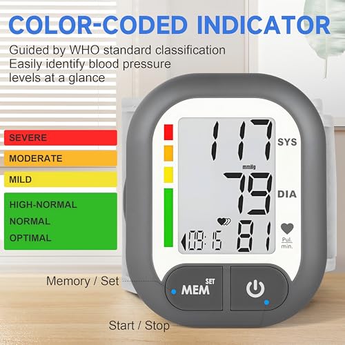 Blood Pressure Monitor Adjustable Wrist Cuff for Home Use Automatic BP Machine Large Digital LCD Display 199 Memory Batteries Included with Carrying Case, Grey - Image 5
