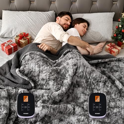 WOOMER Heated Blanket King Size, Dual Control, Electric Blanket 90'x 100', Double-Sided Faux...
