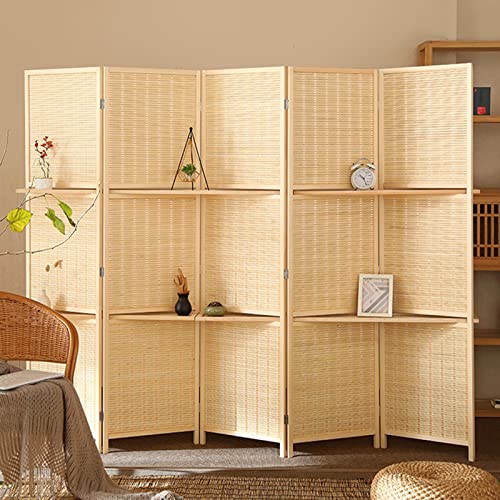Cloison de séparation en bambou pliable avec étagère pour studio