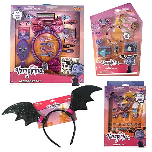 Vampirina Girls Assorted Hair and Jewelry Dress Up Accessory Bundle Set